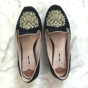 Miu Miu Velvet Smoking Slippers